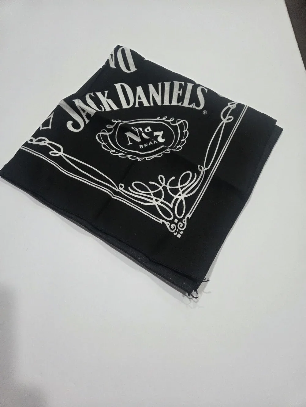 Jack Daniels Black and White Logo Bandana 21×21in.